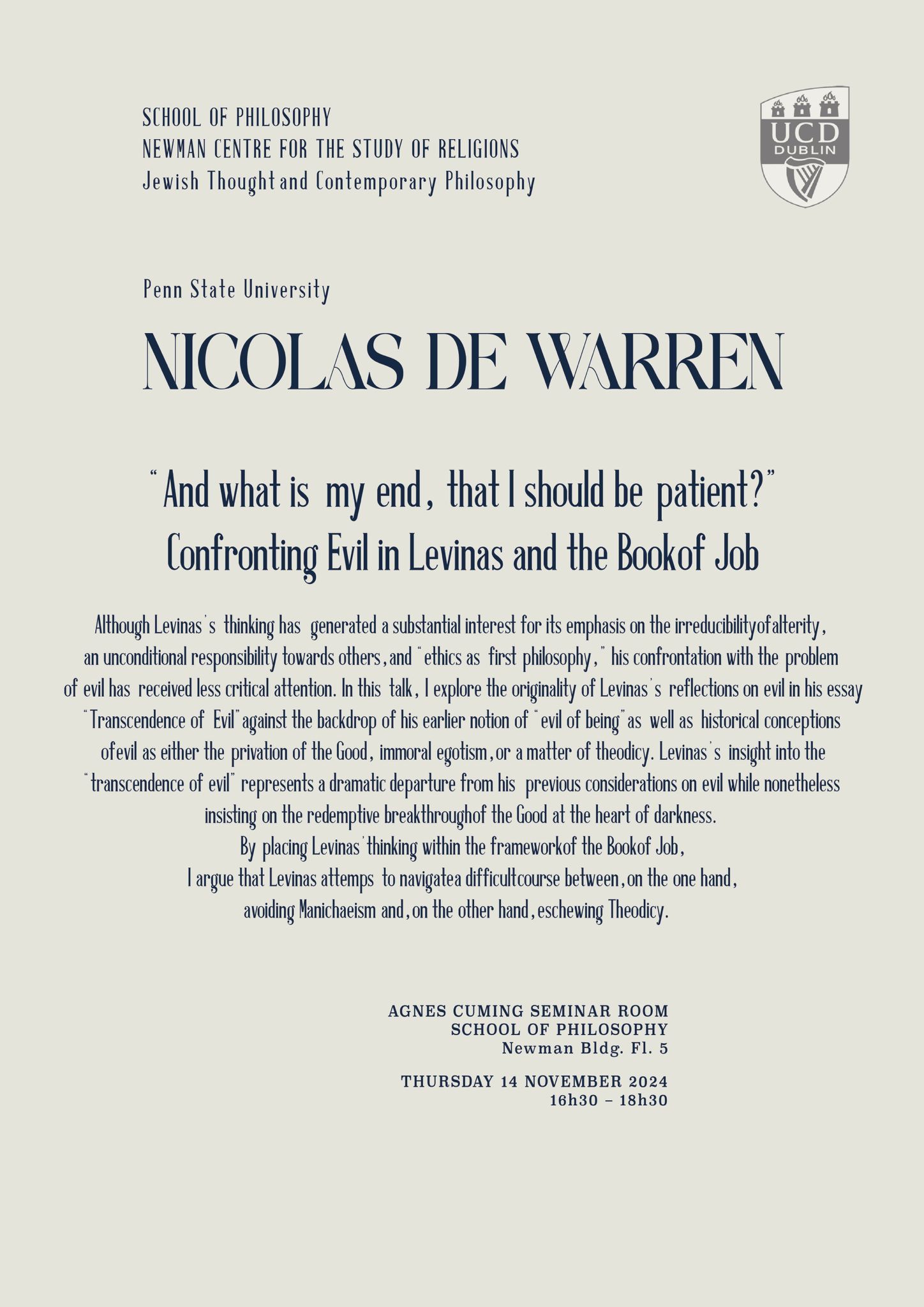 Jewish Thought and Contemporary Philosophy: Nicolas de Warren